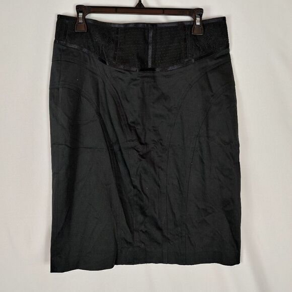 Cache Nwt Women's Size 12 Black Midi Skirt Lace Wa - Picture 1 of 5